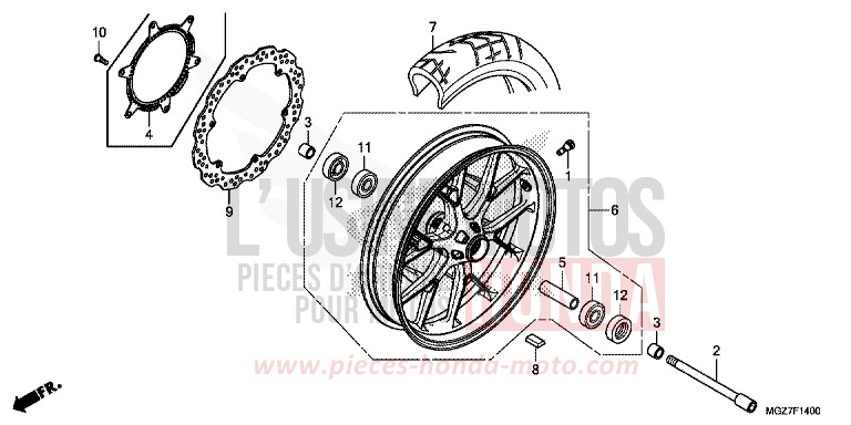 FRONT WHEEL for CB500X ABS CANDY RUBY RED (R4) from 2014